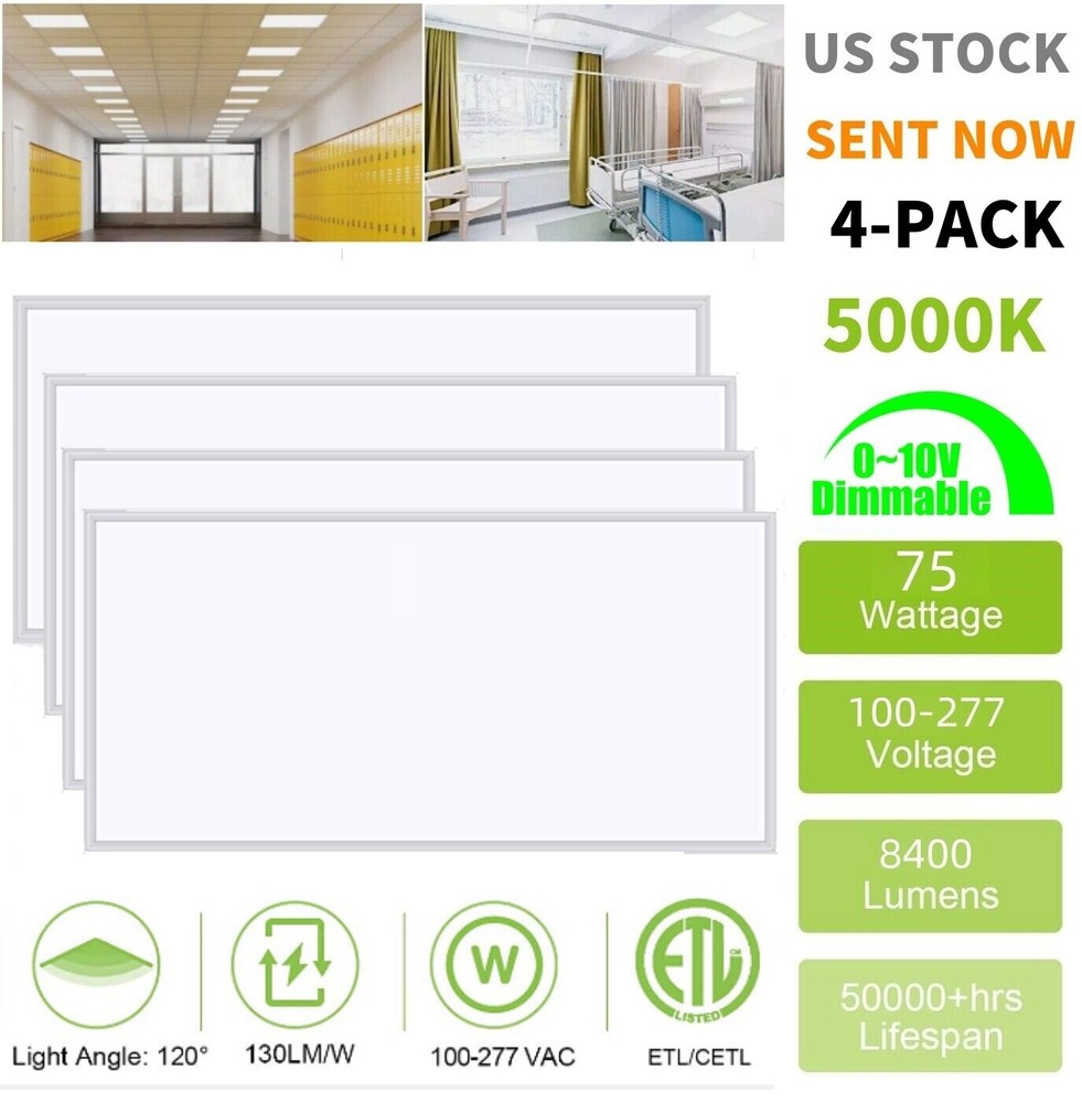 2X4FT LED Flat Panel Light 7800LM 4X75W 5000K Drop Ceiling Ceiling Office Lights