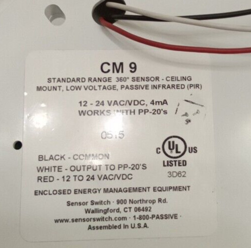 Acuity CMR 9 PIR Sensor Switch 360° Range Line Voltage 120/270VAC Ceiling Mount