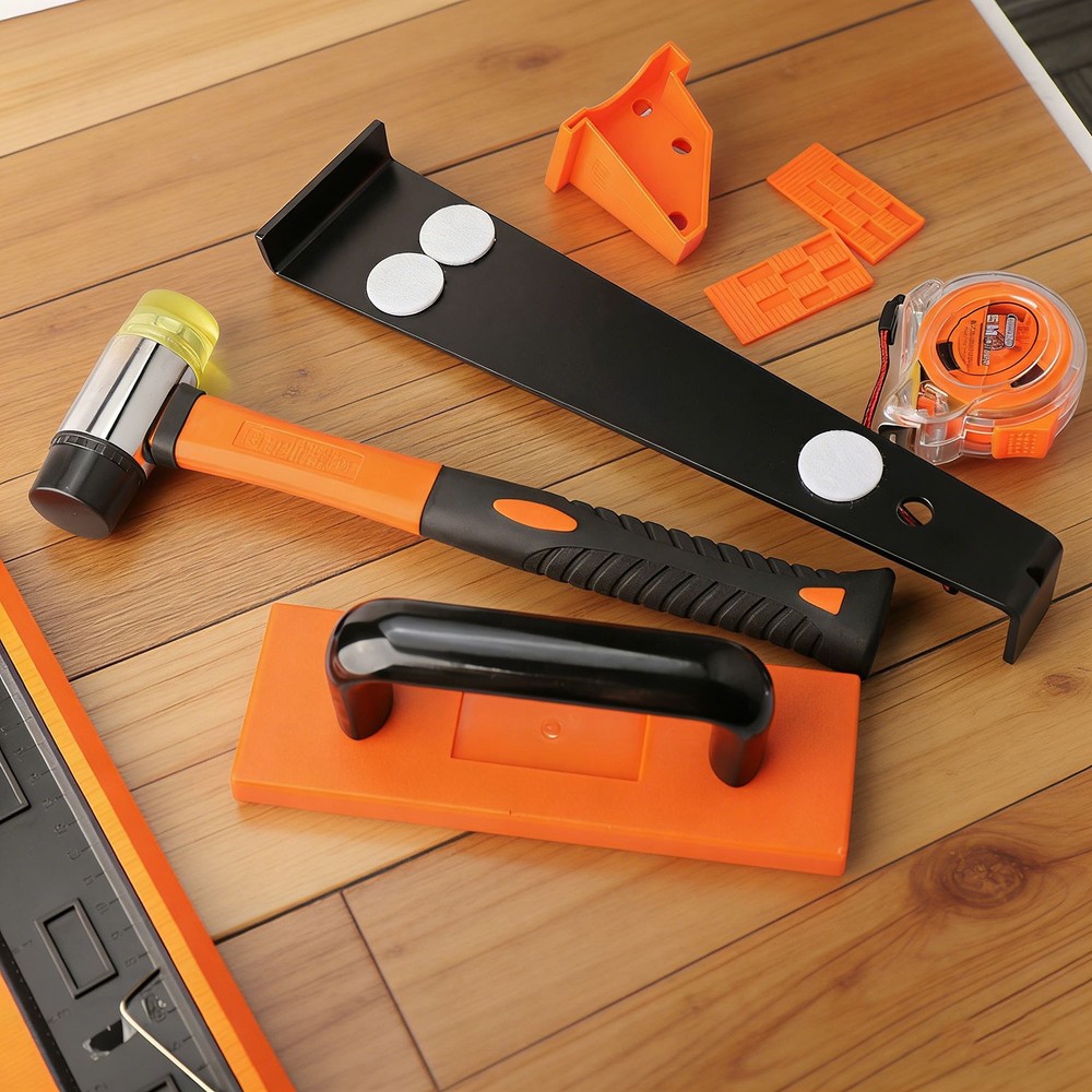 65Pcs Flooring Installation Tools Kit with Tapping Block,Pull Bar&Contour Gauges