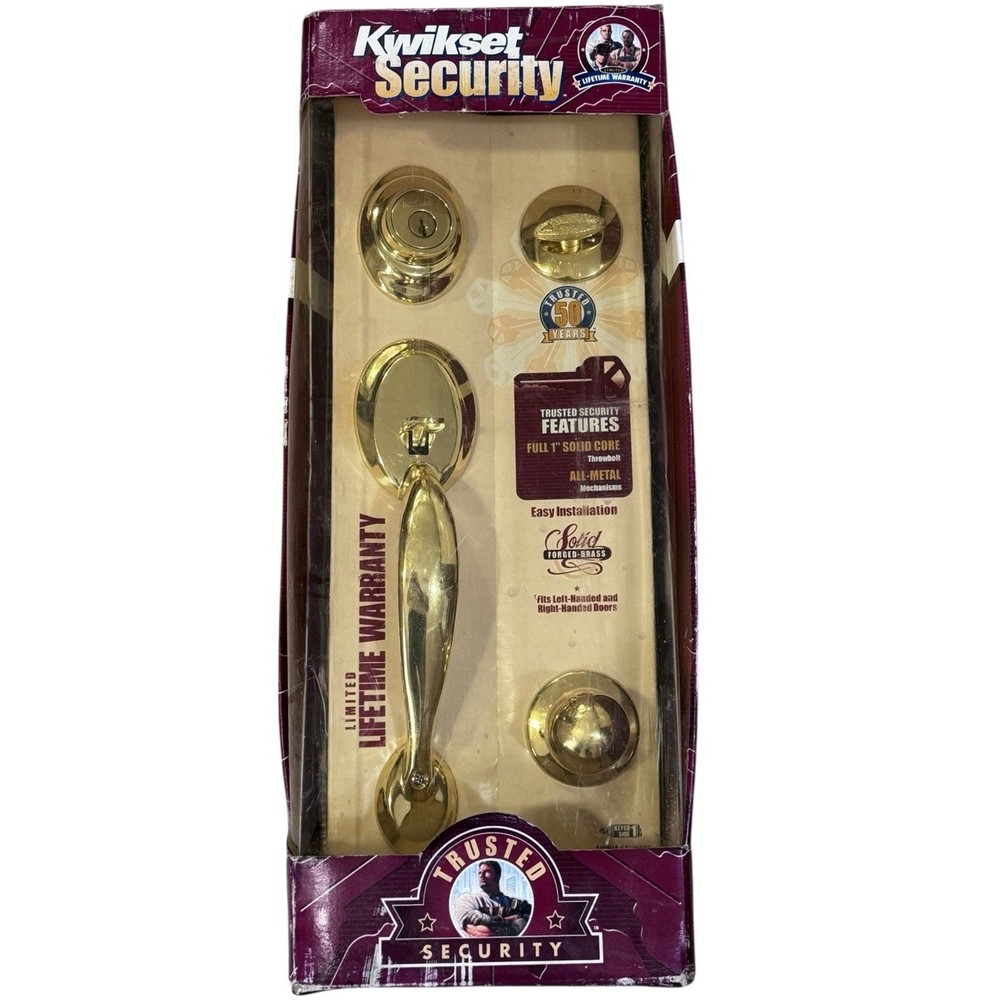 NEW KWIKSET Maximum Security Solid Forged Brass, Door Handle, Dead Bolt Kit