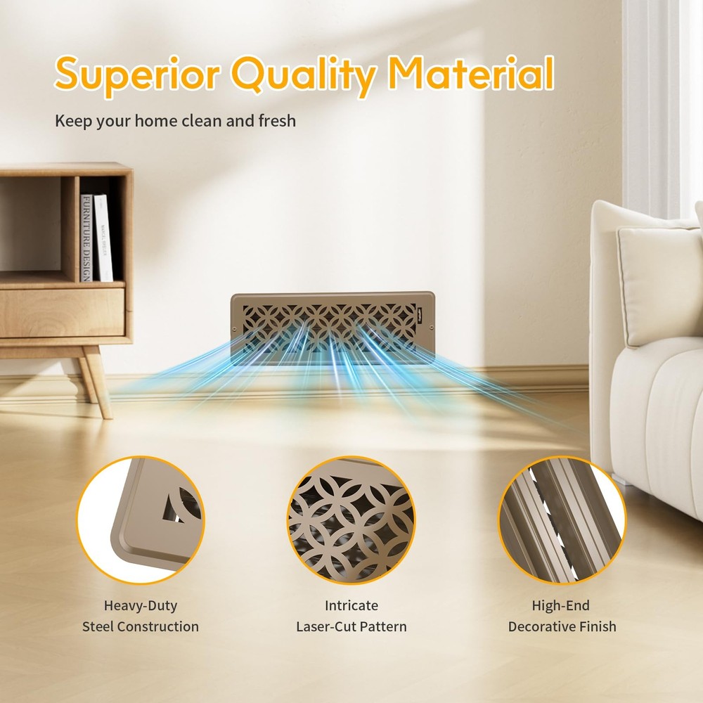 Rust-Proof Steel Floor Vent Covers 4x14 Adjustable Decorative 2 Pack for Home Ce