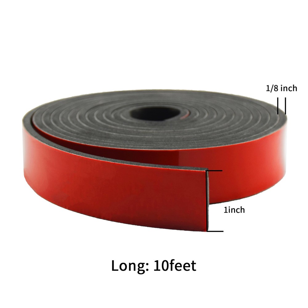 Solid Neoprene Rubber Strips with Adhesive Backing 1/8 (.125)" Thick x 1" Wid...