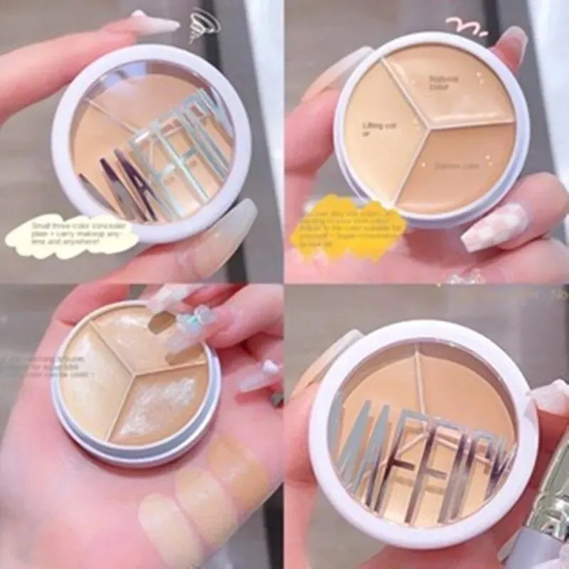 3-Color Concealer Palette Professional Corrector Makeup Kit Covers Dark Circles