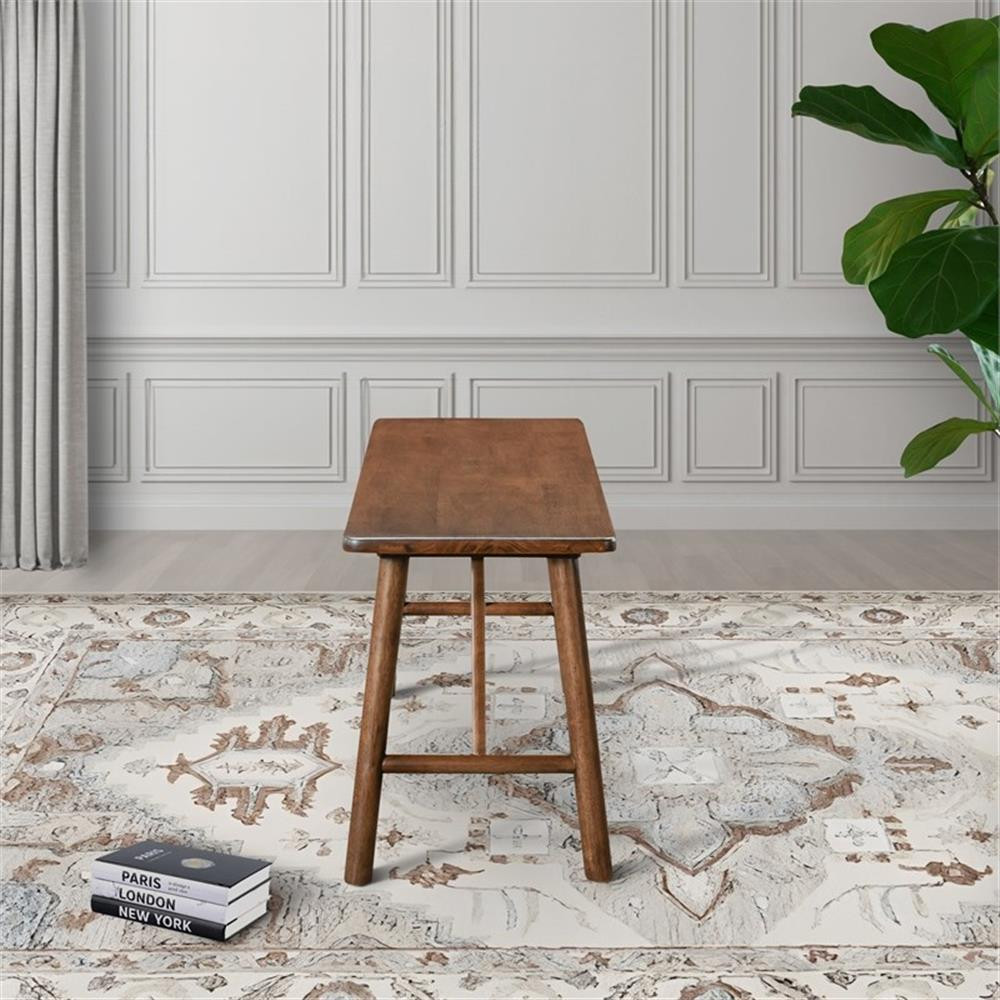 Cluj Mid Century Modern Solid Wood Walnut Dining Bench