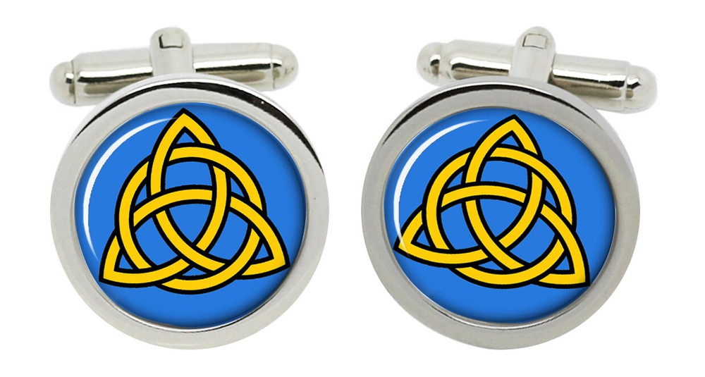 Trinity Knot Christian Cufflinks in Chrome Box