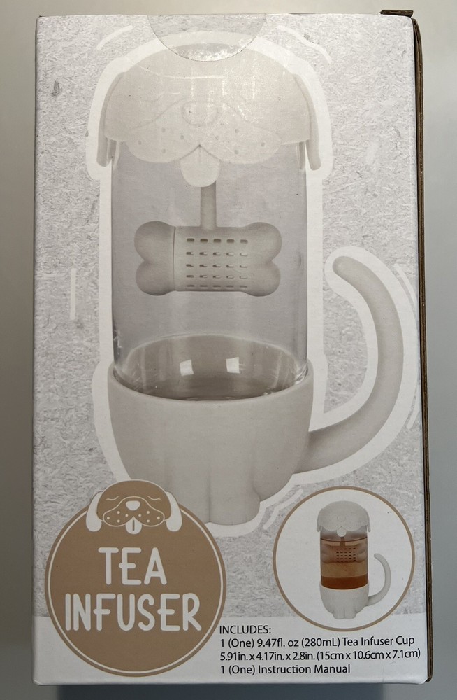 Tea Infuser Cup Dog with Bone Shaped Tea Strainer NEW