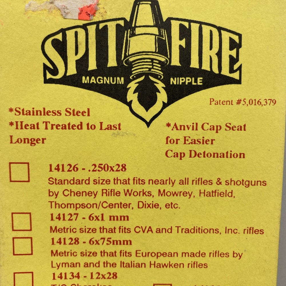 MSM Replacement Muzzleloader Spit Fire Magnum Musket Nipple 5/16x24 Thread 14140