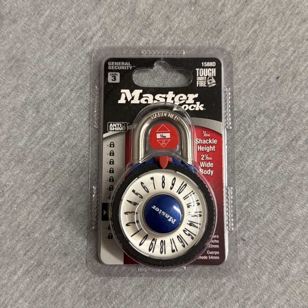 Master Lock 1588D EZ Read EZ Dial Magnification Blue Combination Lock - (3-PACK)