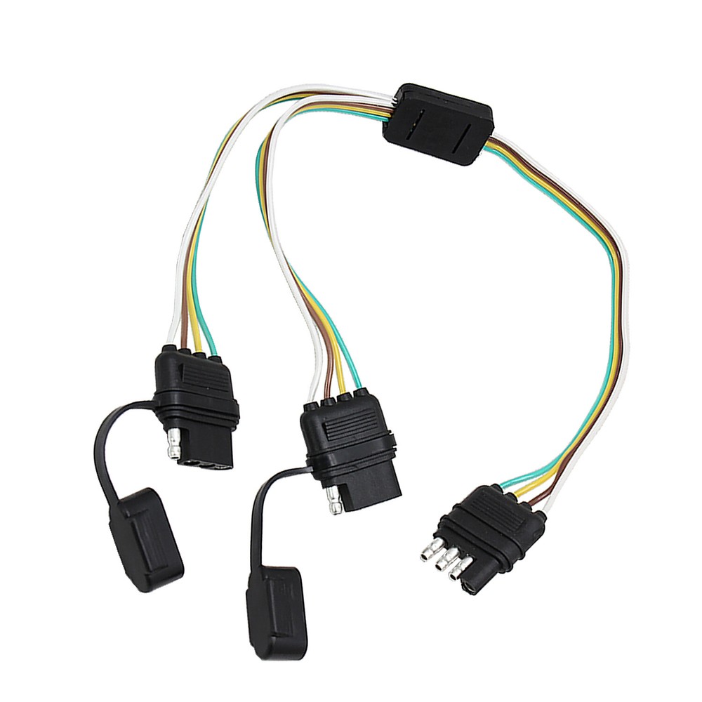 4 Way Flat Y-Splitter Dual Plug Adapter For LED Tailgate Light Bar/Trailer 4 Pin