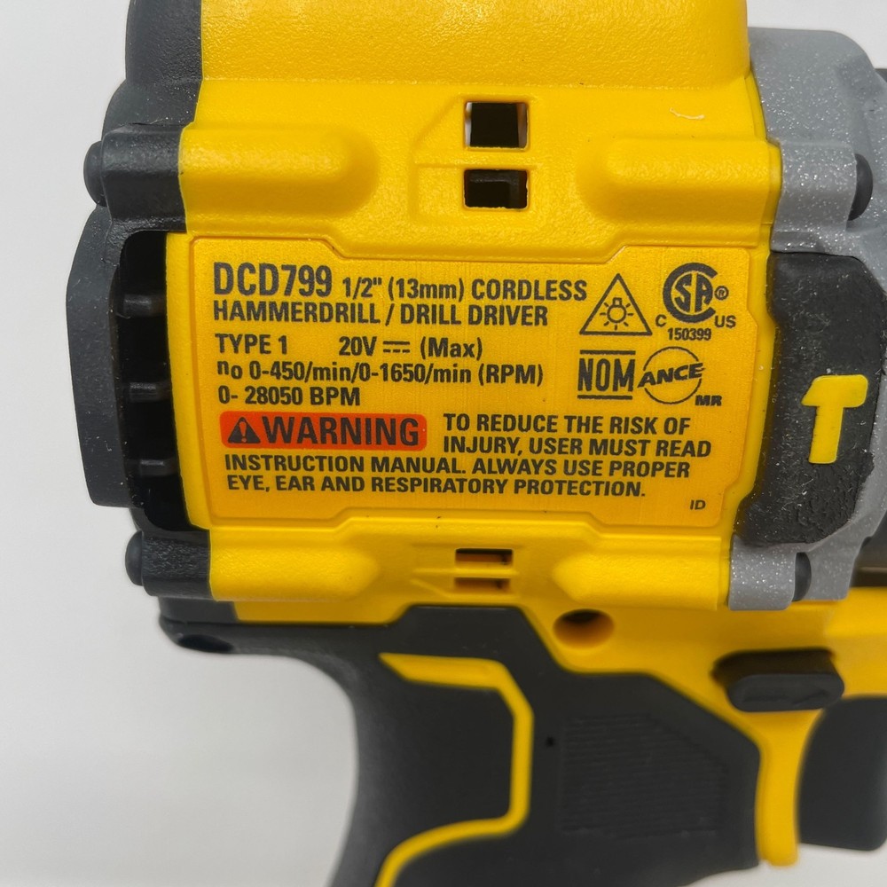 DEWALT DCD799B 20V ATOMIC 1/2" Hammer Drill/Driver Tool-Only