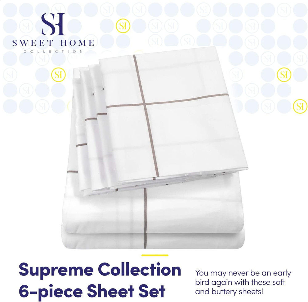 Full Size Bed Sheets - 6 Piece 1500 Supreme Collection Fine Brushed Microfiber D