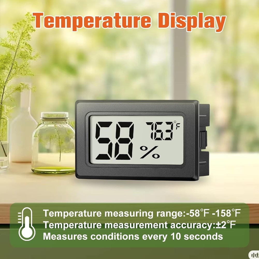 6 Pack Mini Hygrometer Indoor Humidity Meter, Small Digital Thermometer Black