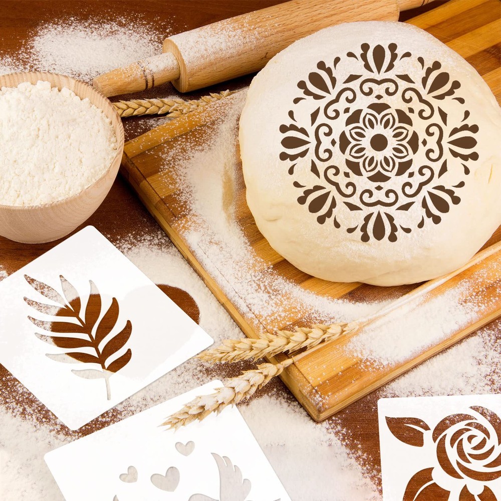 20 Pieces Bread Stencils Artisan Bread Stencil Baking Stencil Set Cook Stenci...