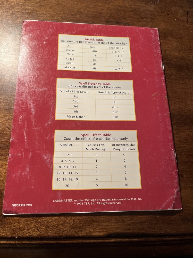 Cardmaster Adventure Design Deck - AD&D Pre-owned Instruction Manual Only