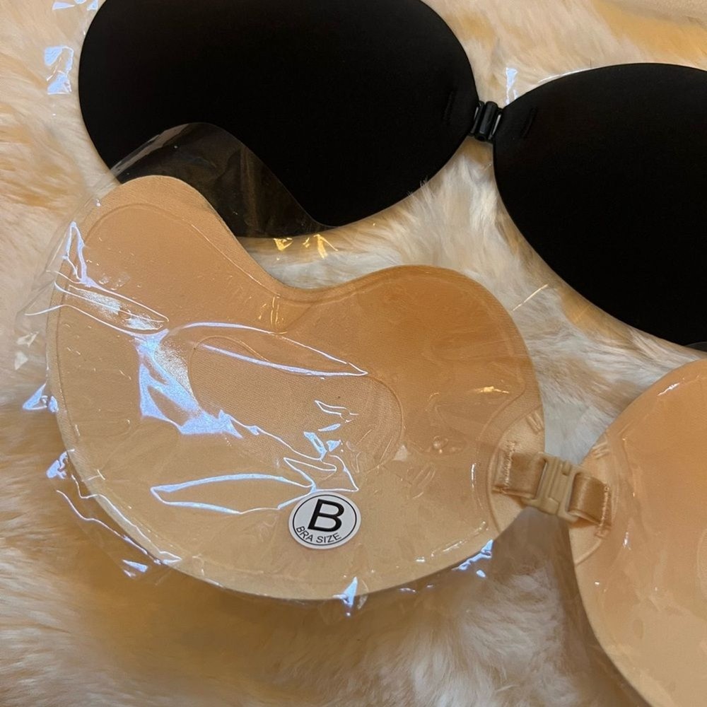 Black and Tan Strapless Adhesive Bra Set B-cup