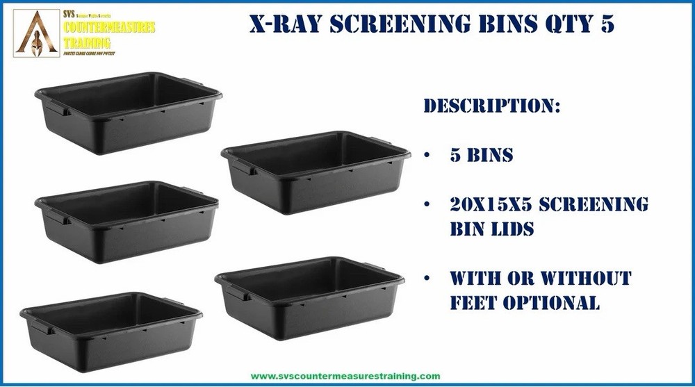 SVS Countermeasures Training X-Ray Screening Bin 20x15x5 Stackable Plastic Qty 5
