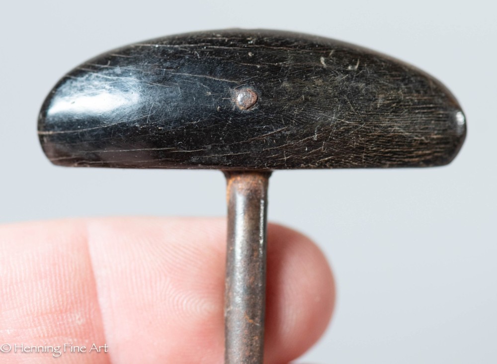 Beautiful Antique Black Horn Corkscrew 2 Inch Wide