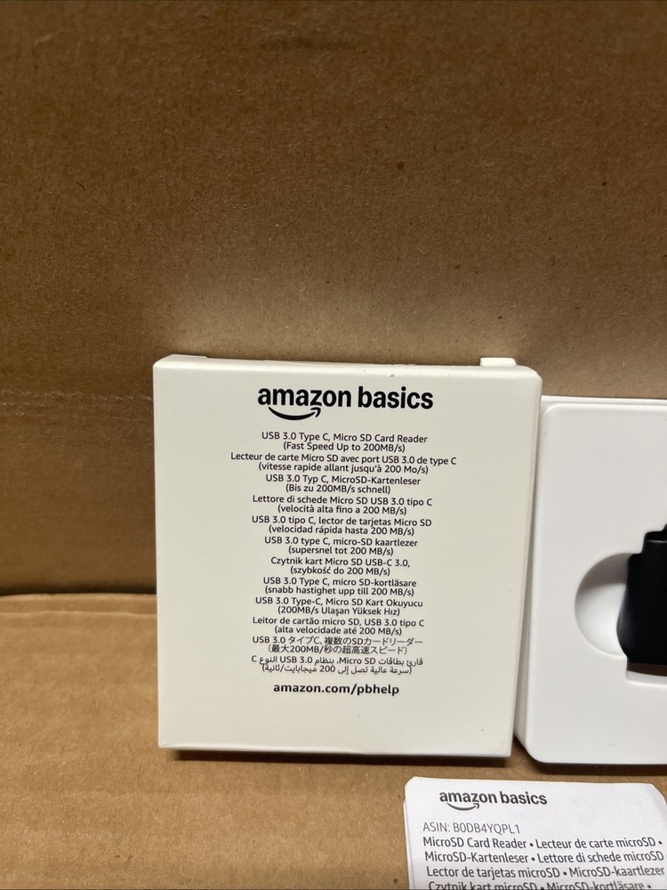 Amazon Basics Portable USB-C 3.0 Micro SD Card Reader – Fast Speed Up to 200MB/s