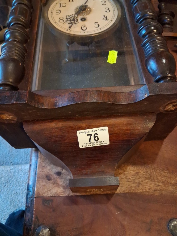 Vintage Wall Clock Not Working, Has Key And Pendulum