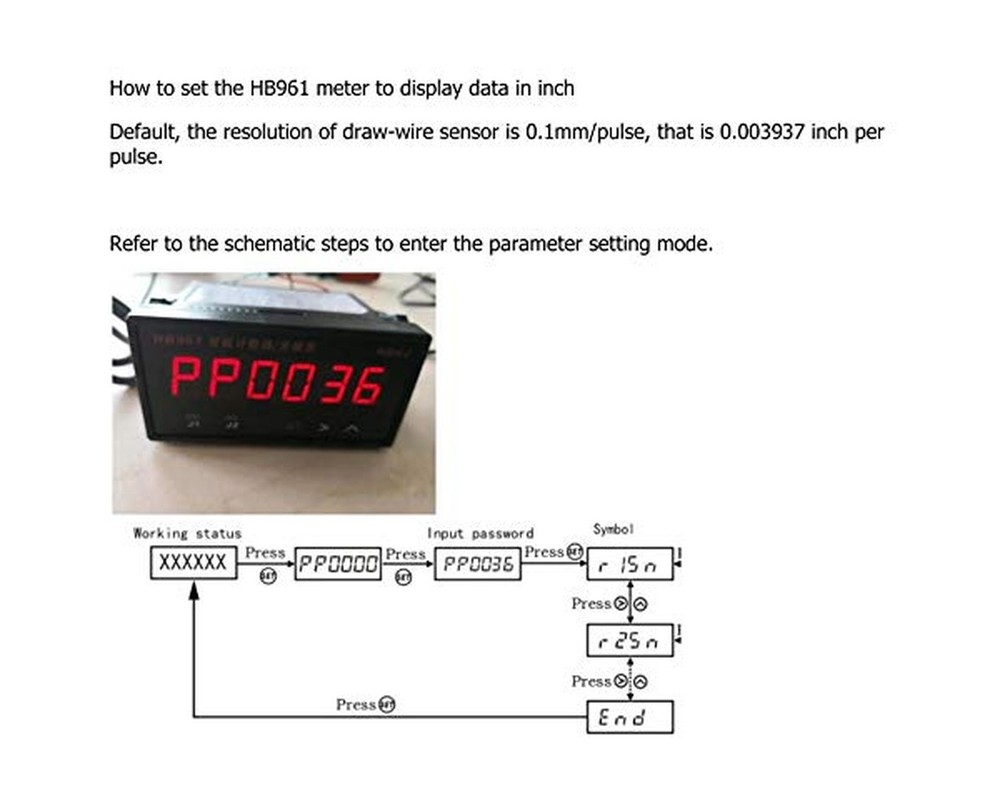 CALT 1 Meter 1000mm Stroke Linear String Pot Encoder Sensor 6 Digit Digital M...