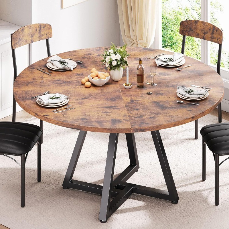42“Round Kitchen Dining Room Table for 2-4, Circle Dining Dinner Table Pedestal