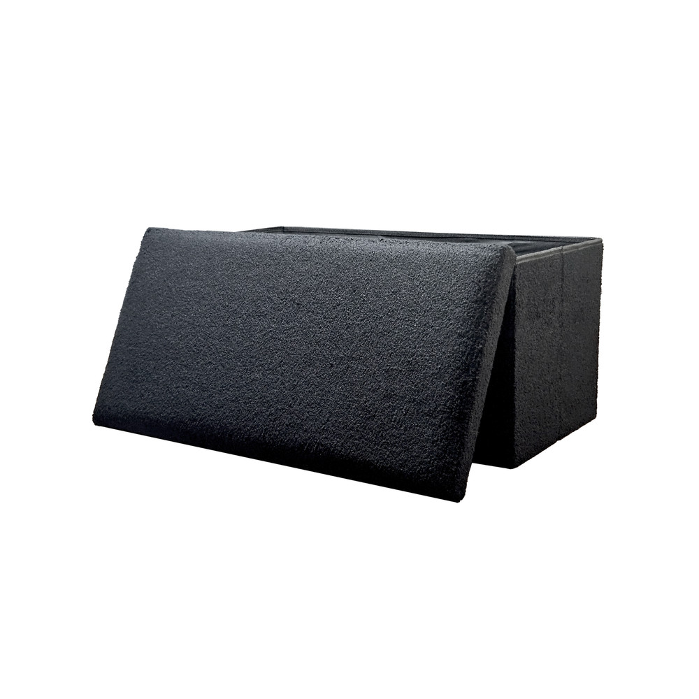 Go-Poufs Knock-Down Rectangular Plush Storage Ottoman | Black | 30"x15"x15"