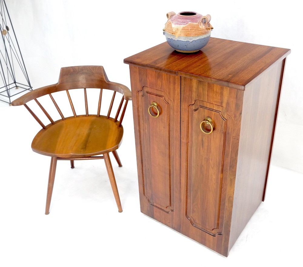 Solid Cherry & Brass Wooton Style Folding Box Shape Bar Liquor Cabinet Wheels