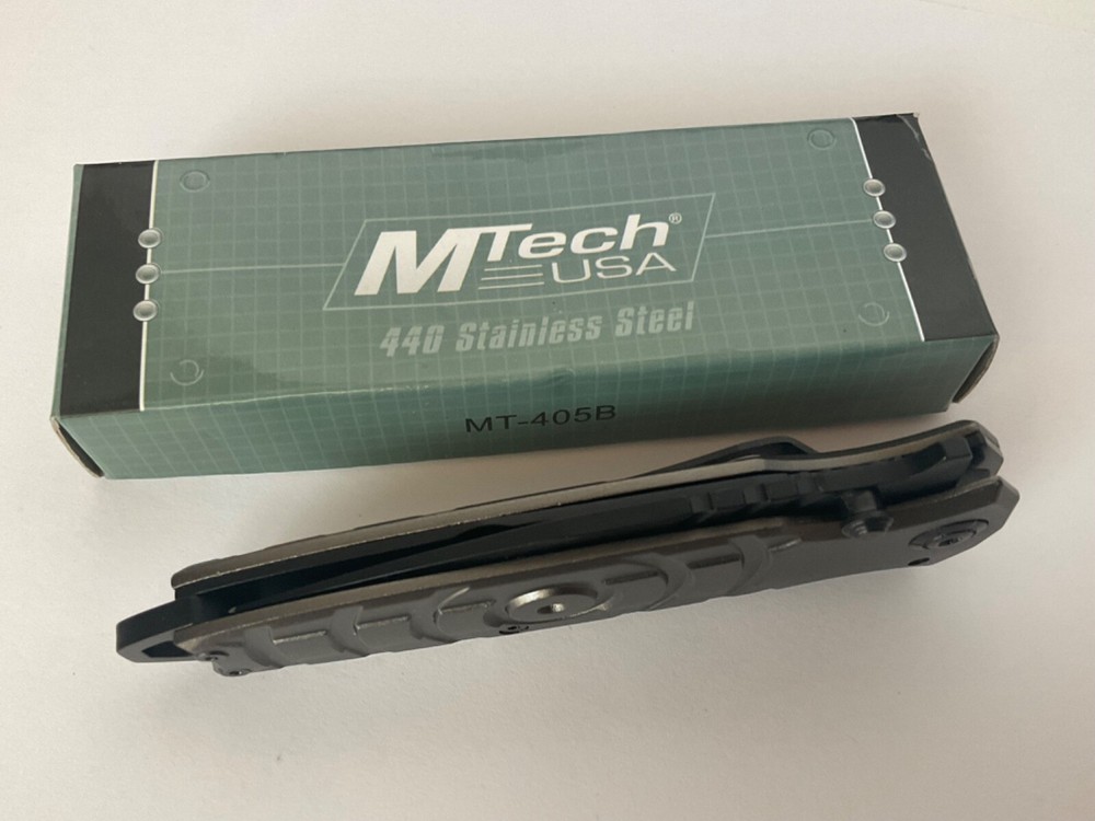 M-Tech Tactical Folding Knife Circle Pattern Handle in Gunmetal Grey MT-405B