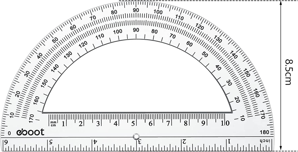 24 Pack Plastic Protractors Bulk Math Protractor 180 Degrees 6 Inch, Clear