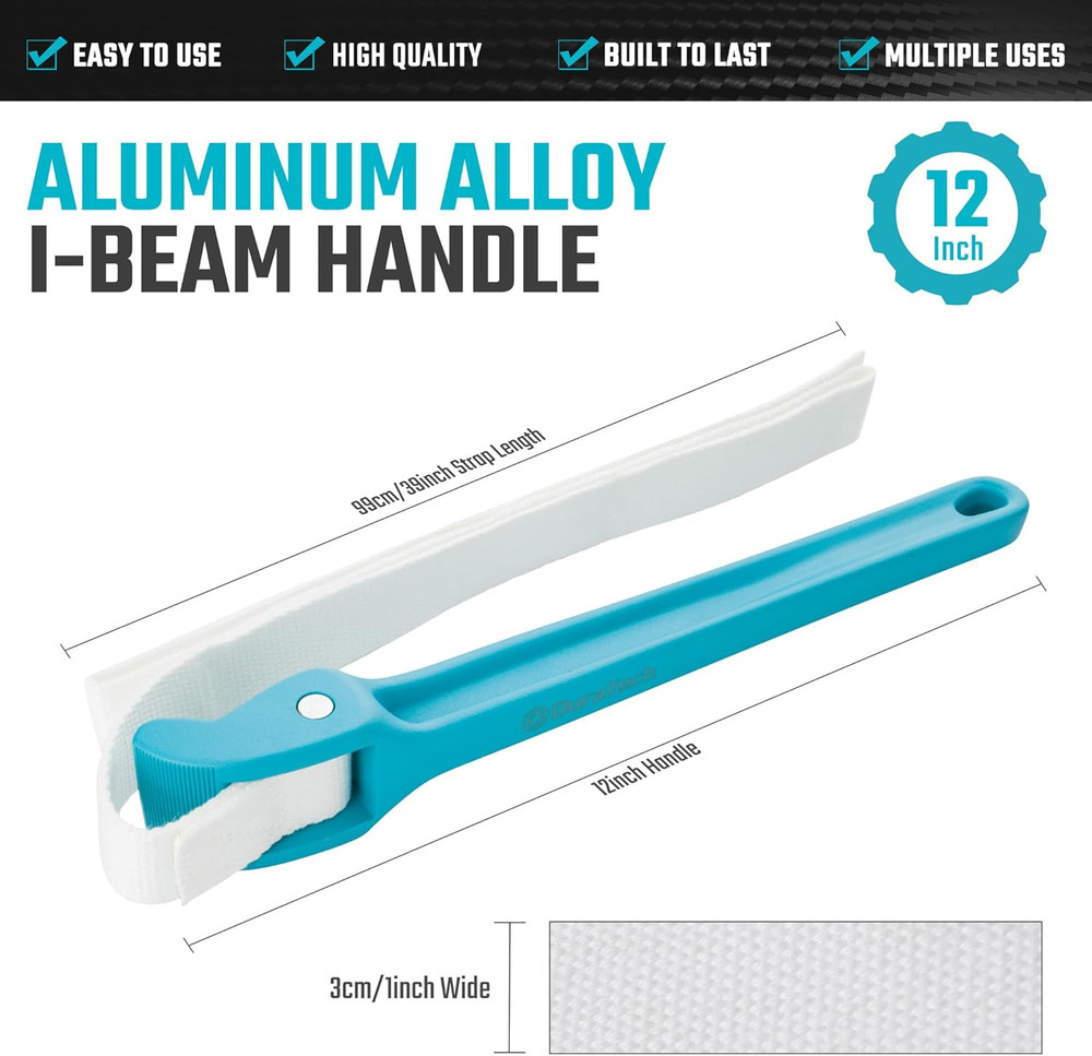 Strap Wrench 12" Handle, Adjustable Nylon Strap Pipe Wrench, Oil Filter Strap Op