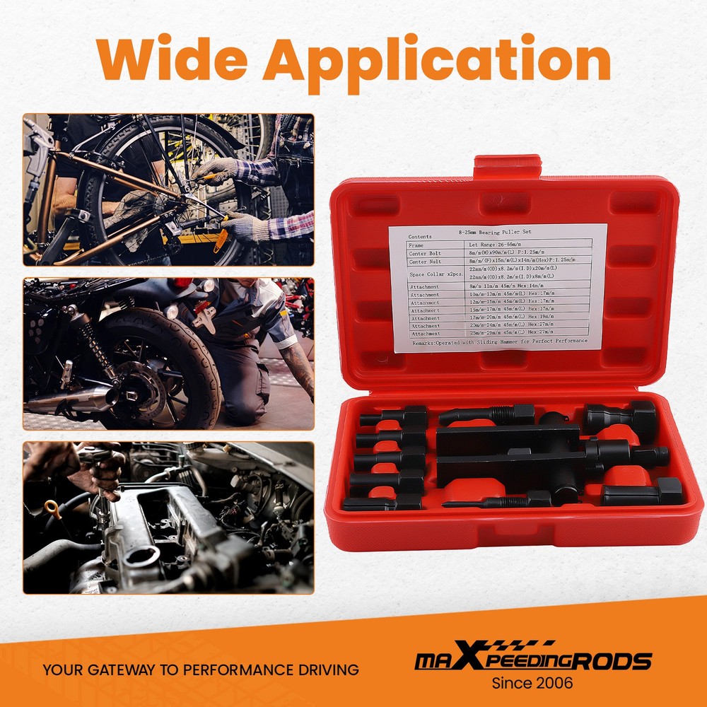 8-25MM Motorcycle Internal Bearing Puller Set Inner Bearing Puller Sets w/ Box