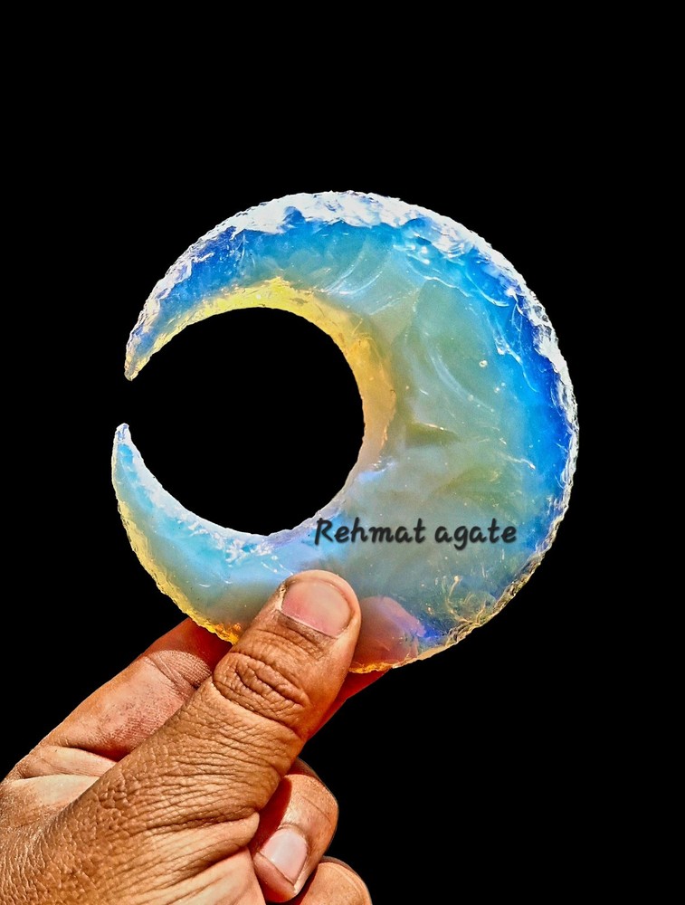 Opalite Crescent Moon Crystal Carving