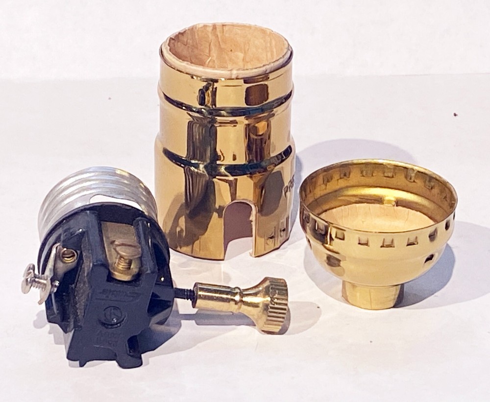 OLD STOCK INDUSTRIAL STYLE SOLID BRASS TURN KNOB 2 WAY MEDIUM BASE LAMP SOCKET