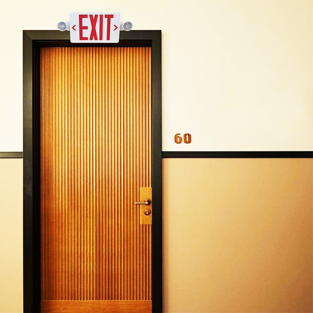 3Pack LED Exit Sign Emergency Light–Hi Output Compact Combo Red Fire UL listed