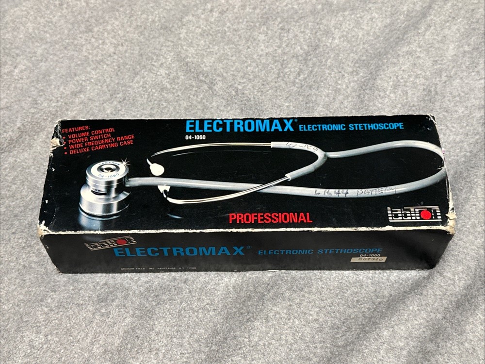 LABTRON ELECTROMAX ELECTRONIC STETHOSCOPE 04-1060 + CASE Tested & Working