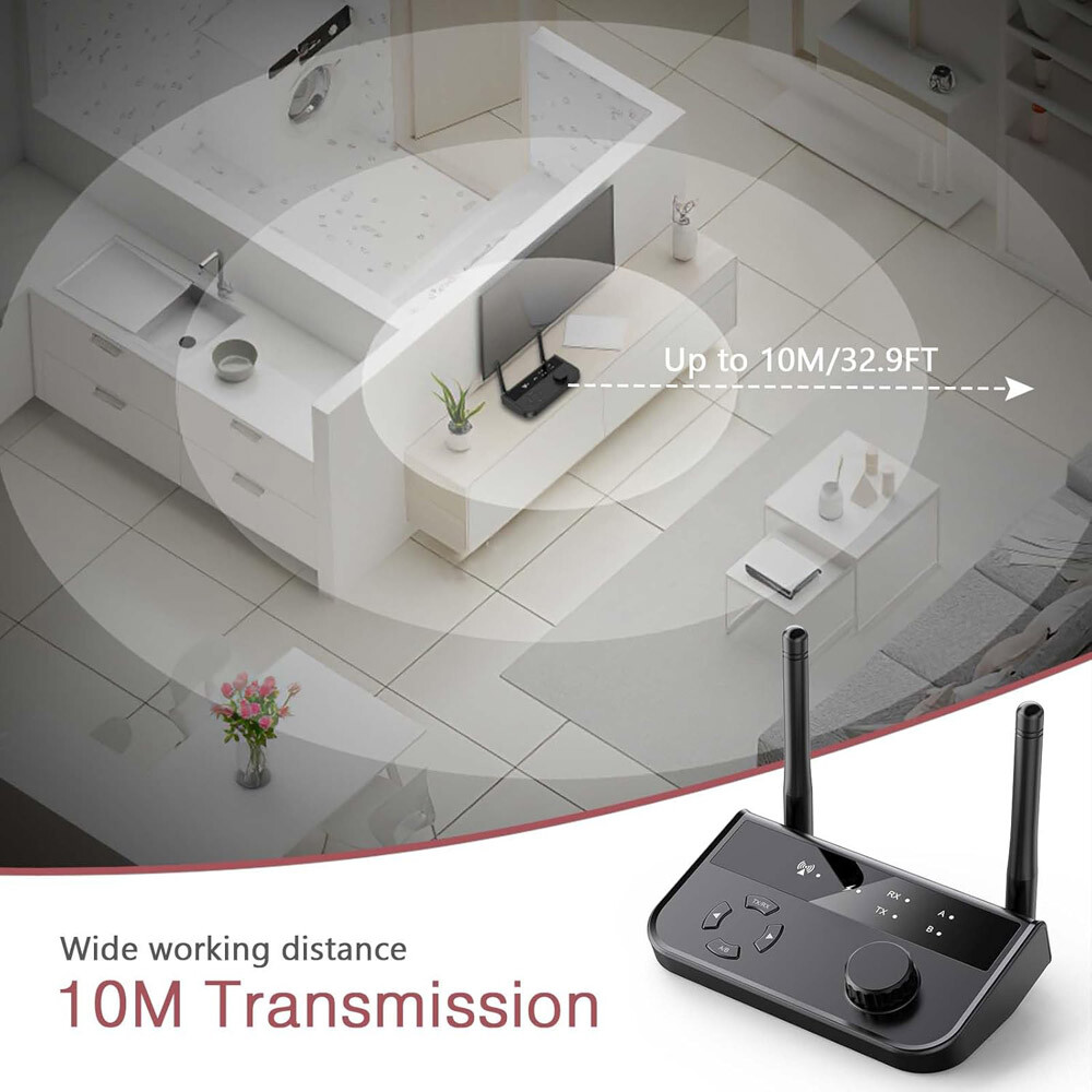 Long Range Bluetooth 5.3 Transmitter Receiver For TV Home Stereo Audio Adapter