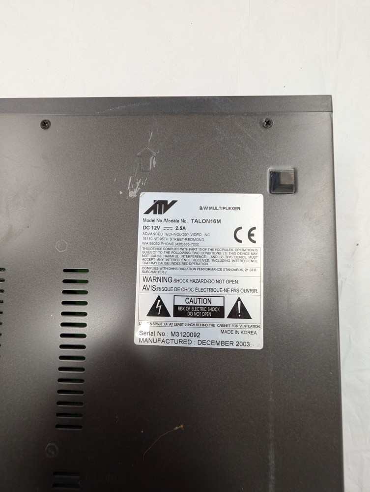 Talon AV B/W Multiplexer Talon16m 16 Camera Input