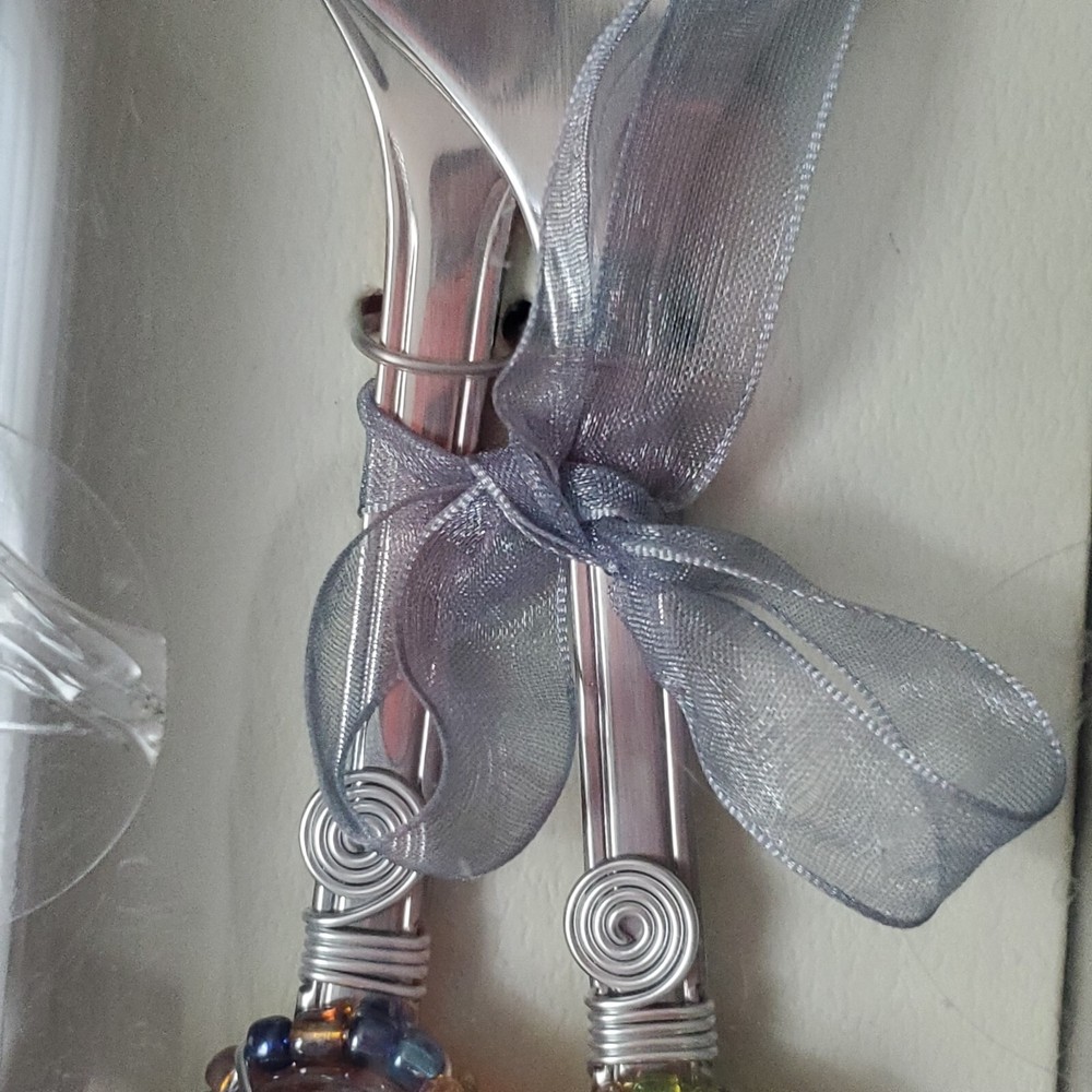 Wild Eyes Designs Serving Fork & Spoon Handcrafted Tableware Decorative Bohemian