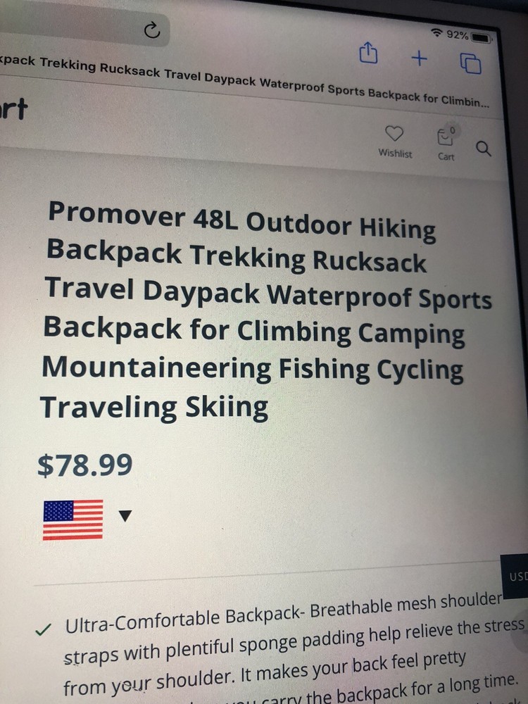 ProMover 48L Hiking Lightweight backpack