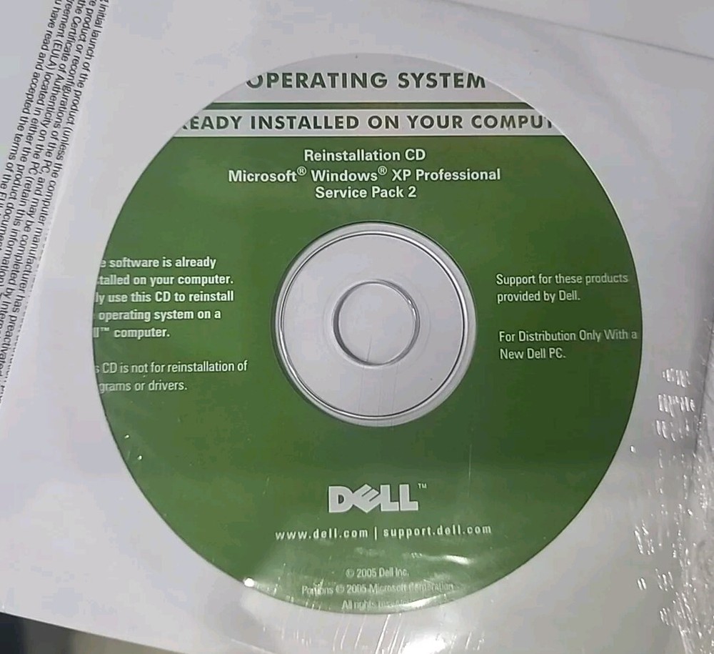 Dell Reinstallation CD Microsoft Windows XP Professional Pro Service Pack 2 SP2