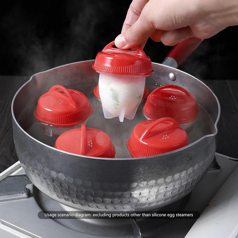 Hard Boiled Egg Maker, 6-Piece Shell-Free Egg Cooker Set, Non-Stick Easy-Clean