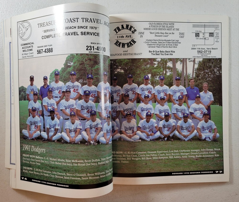 1992 Vero Beach Dodgers Souvenir Yearbook Program Holman Stadium Baseball
