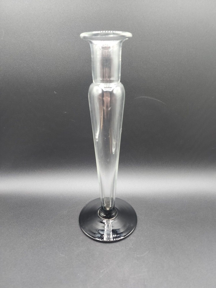 trumpet bud vase amethyst base, 11 1/2” Tall