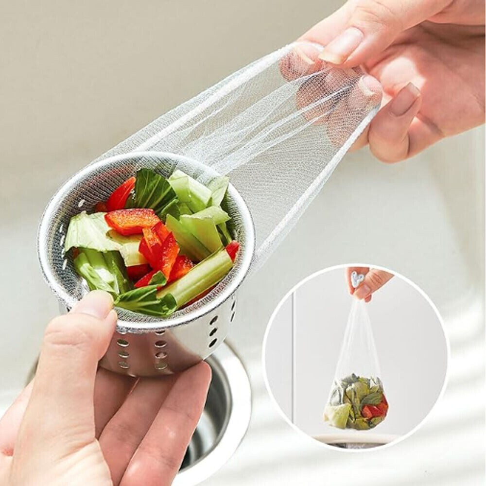 100Pcs Sink Strainer Filter Nets Disposable Kitchen Drain Cover Bag Hair Filter
