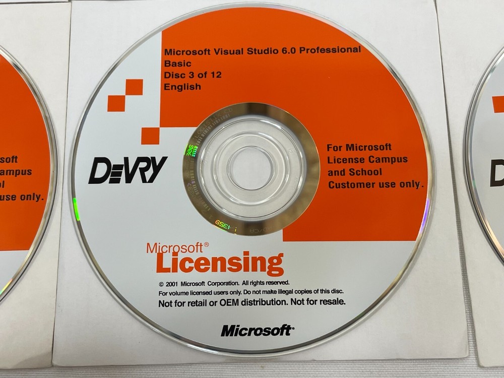 Microsoft DeVry Visual Studio 6.0 Professional 12-Disc Complete Set Software CD