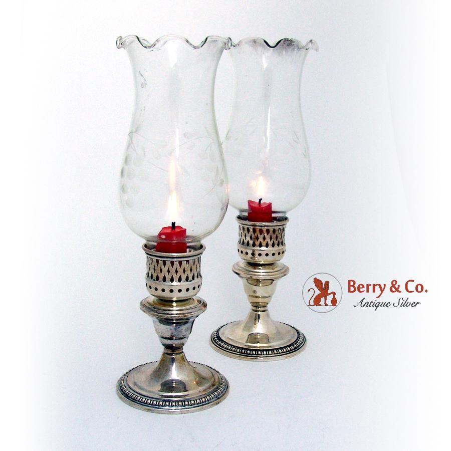 Hurricane Lamp Sterling Silver Wm Rogers 1940