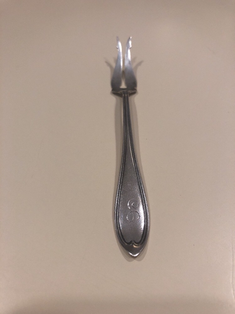 ANTIQUE MANCHESTER SILVER CO. Sterling Cocktail Fork ~ Victorian Age MONOGRAMED
