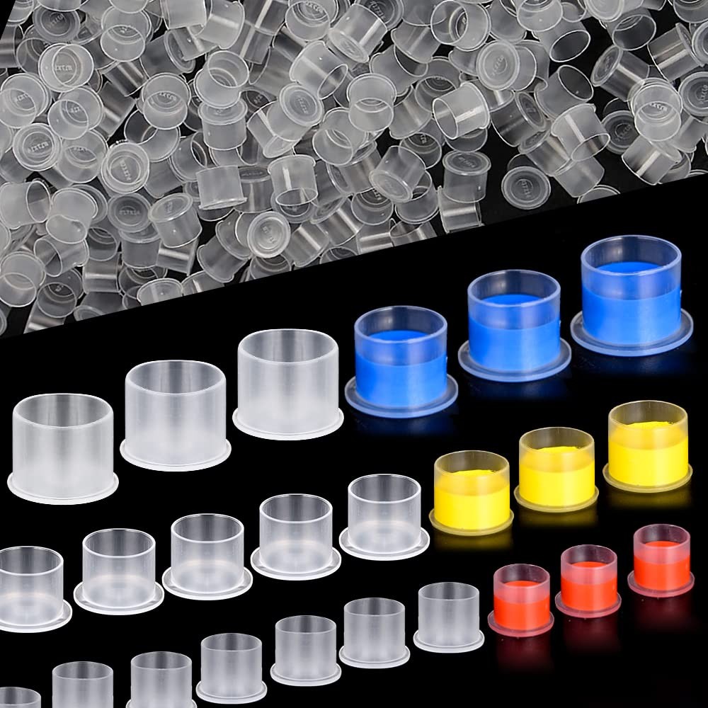 300pcs Ink Caps with Base Tattoo Cups White