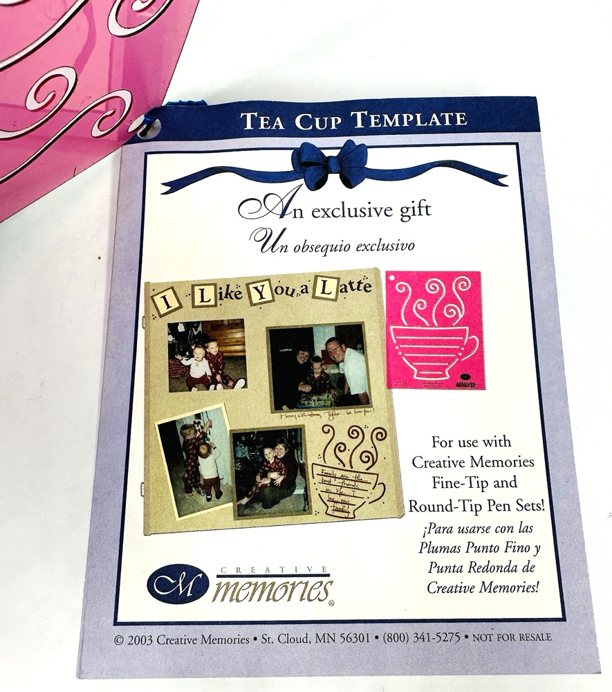 2003 Creative Memories Tea Cup Template Scrapbooking Crafts Journal Boxes More