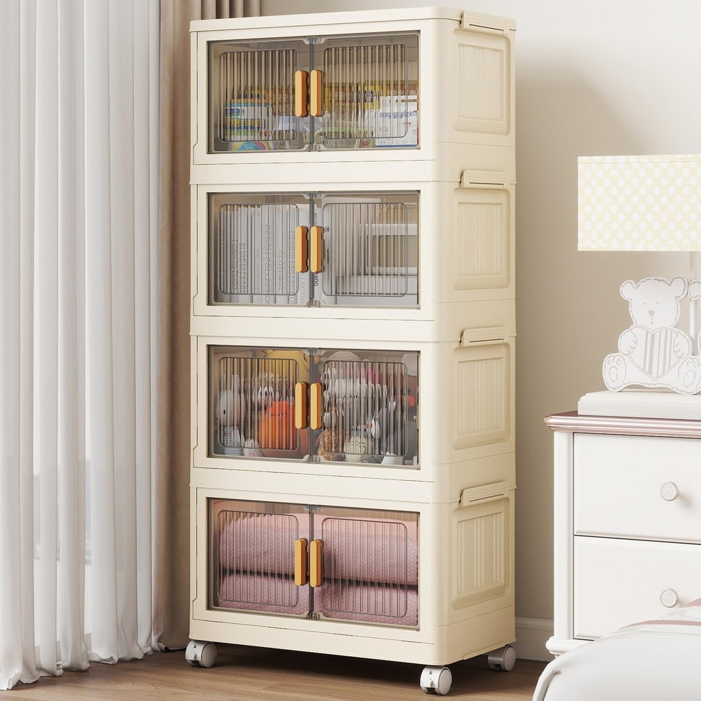 28 Qt Plastic Storage Bins with Lid, Collapsible Closet Organizer and Storage...
